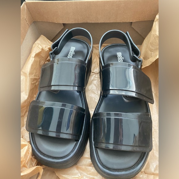 Black Melissa Brave Platform Sandals - Picture 6 of 8